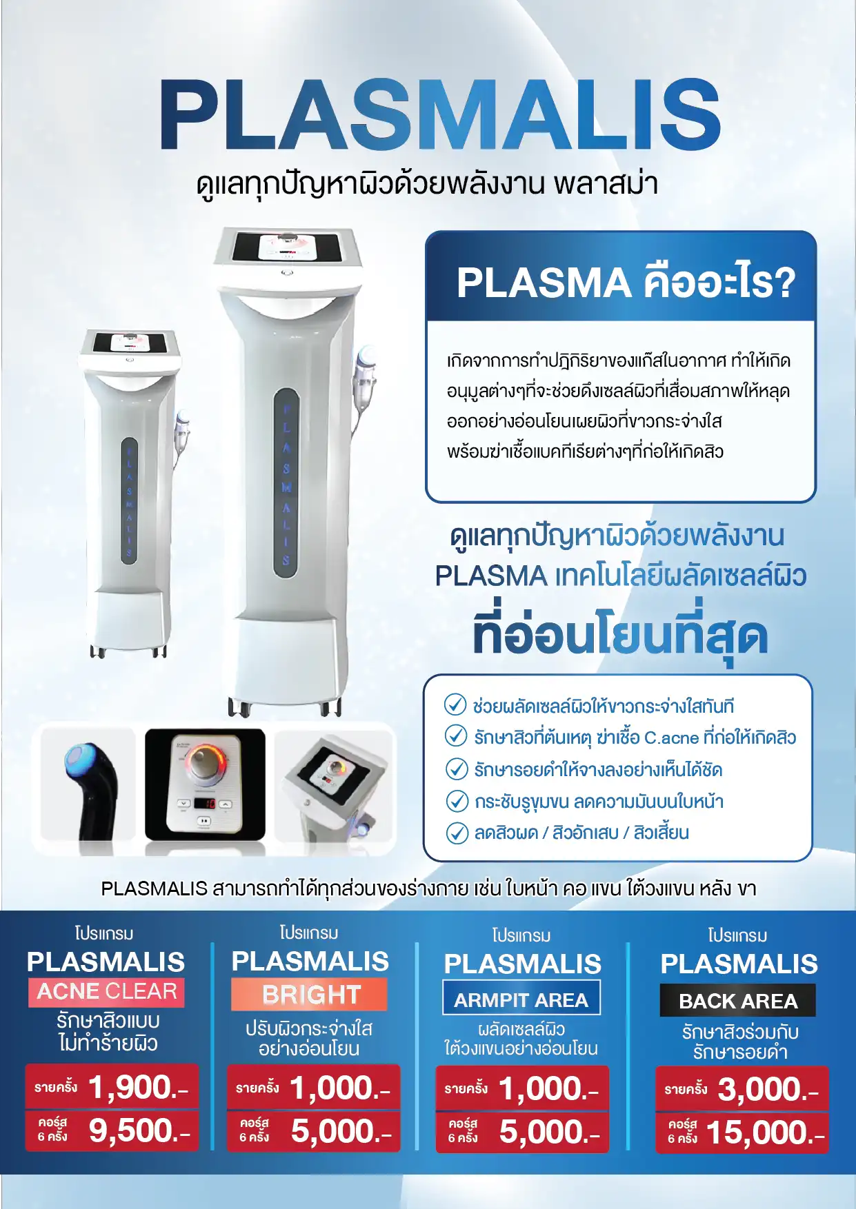 โปรแกรม Plasma clear ดูแลผิวอย่างอ่อนโยน Plasmalis Tararin Clinic