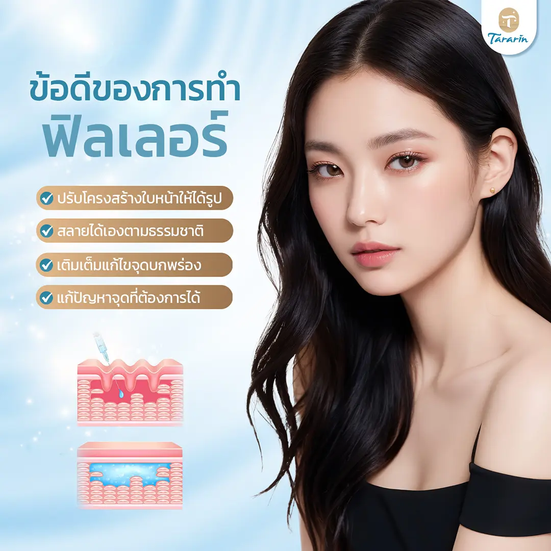 ข้อดีของการทำฟิลเลอร์ ลดริ้วรอย เติมปาก แก้มมีมิติ ร่องแก้ม ขมับ คาง ไม่ต้องผ่าตัด