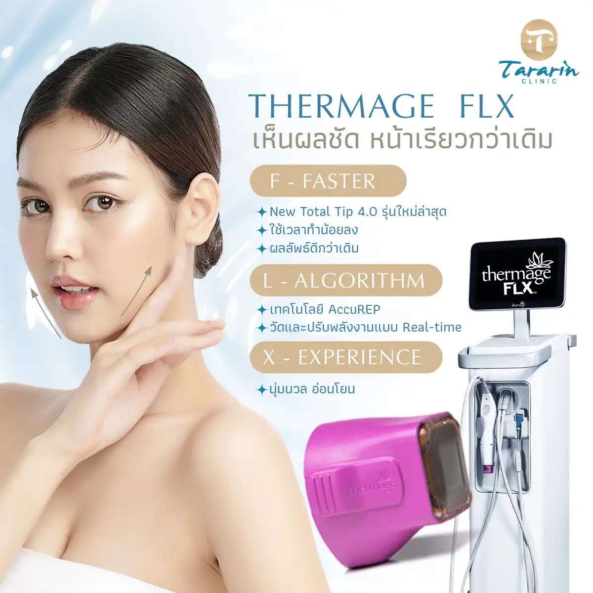 Thermage FLX ผลลัพธ์ก่อนหลังยกกระชับใบหน้า